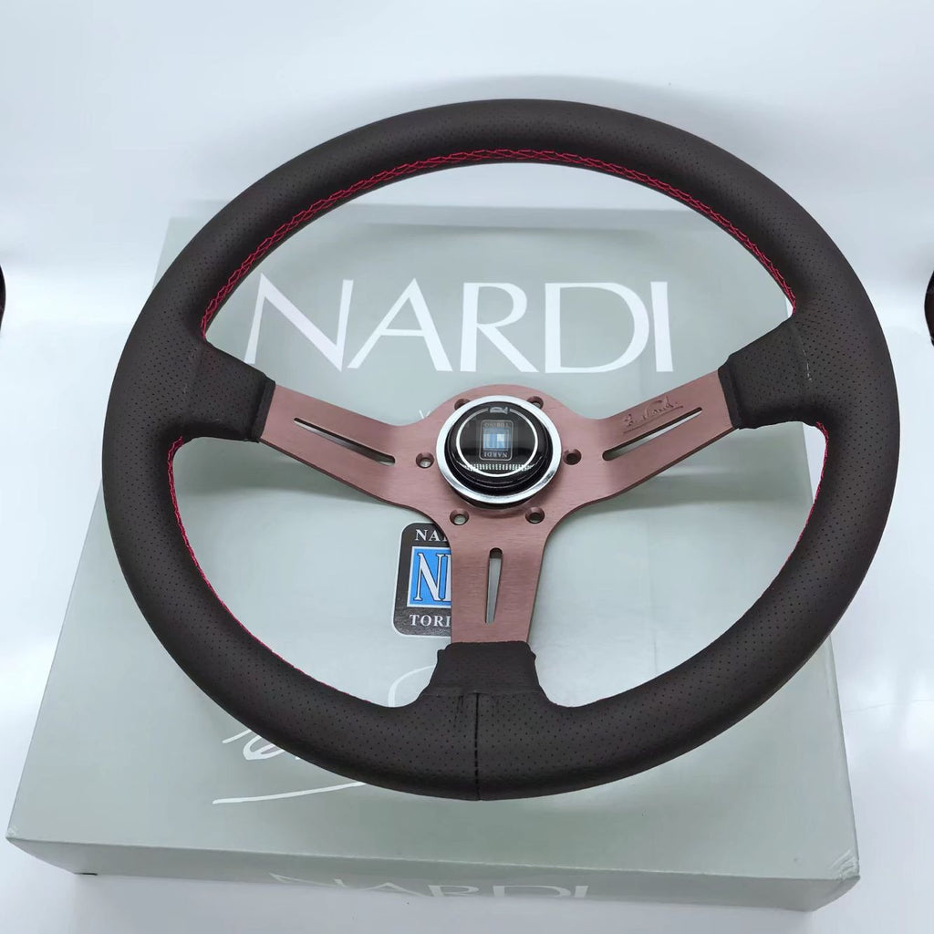 Universal Car Modification, ND Leather Titanium Frame, Black Leather Steering Wheel